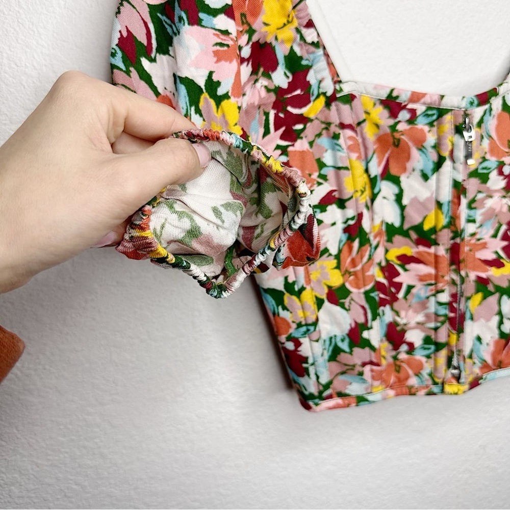 New Corset Story Fern Floral Explosion Cropped Corset with Puff Sleeves $259.50 - Picture 4 of 10